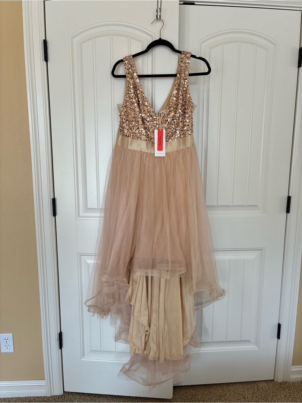 Ever Pretty Rose Gold Sequin Tulle High-Low Evening black tie Dress